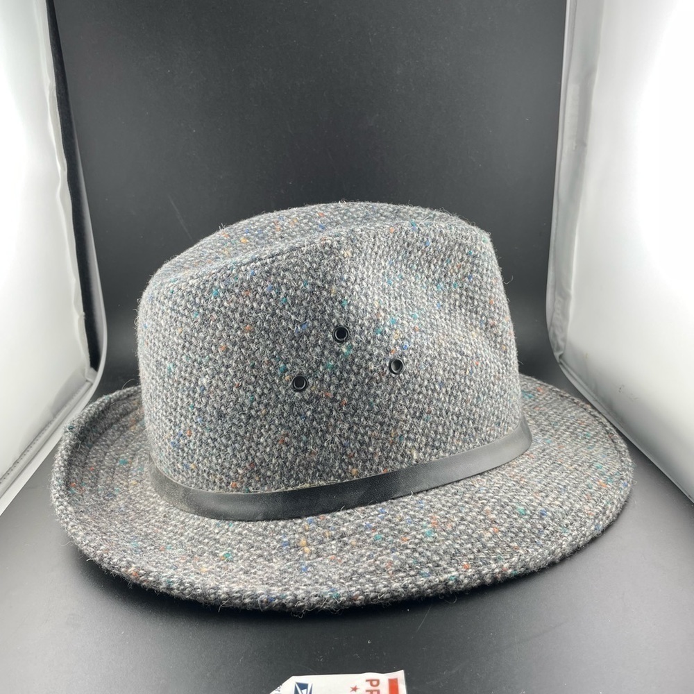 Vintage Pendleton Gentleman's Houndstooth Wool Fedora 7 3/8 XL​​​​​​​​​​​​​